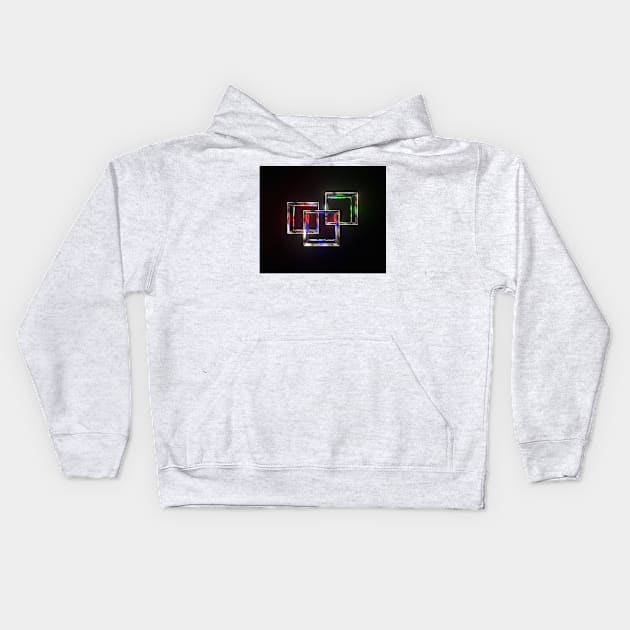 Three Floating Colorful Wireframe Cubes Design Kids Hoodie by jrfii ANIMATION